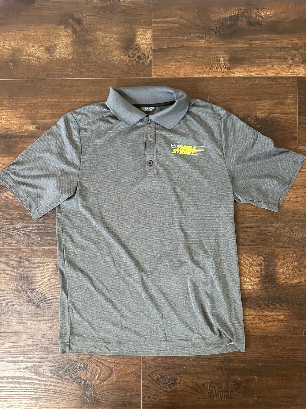 Gray Performance Polo with Yellow Logo - Unbranded